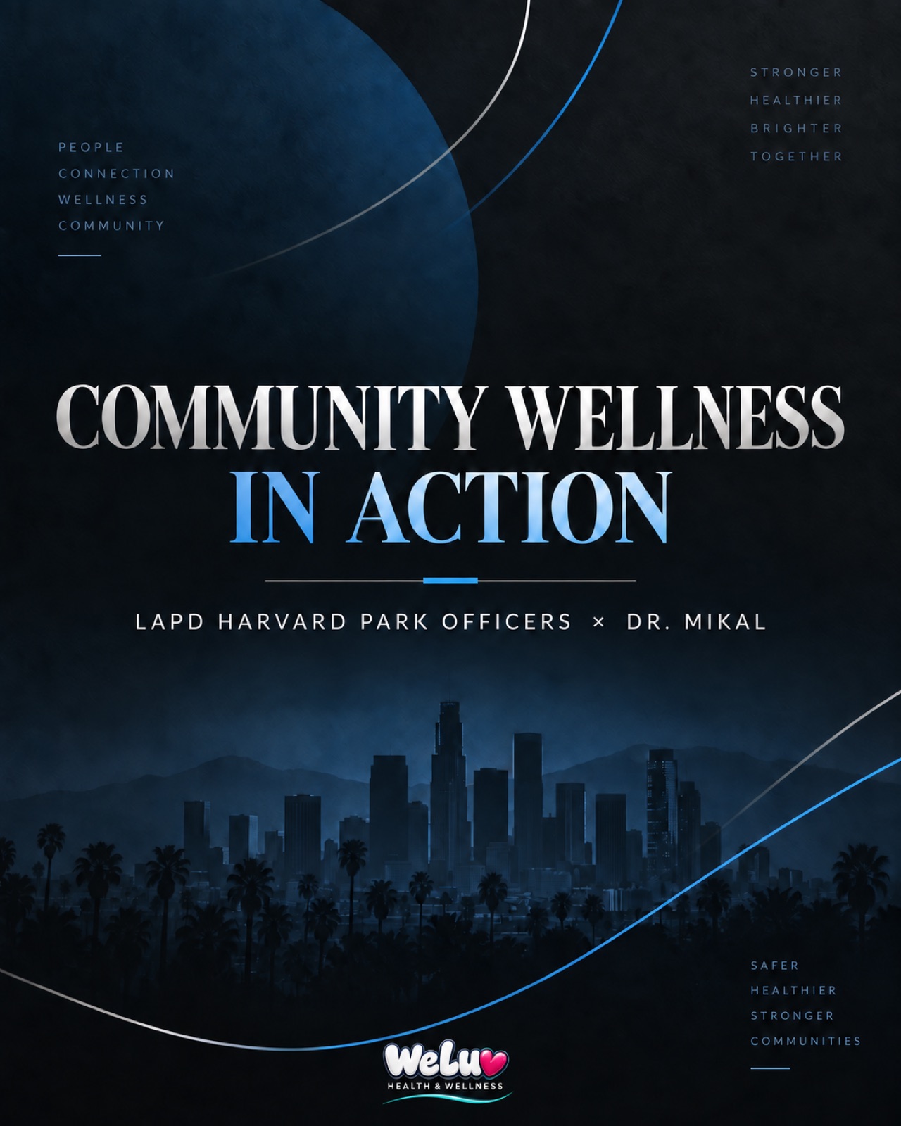 Community Wellness in Action event cover featuring LAPD Harvard Park Officers and WeLuv Health & Wellness